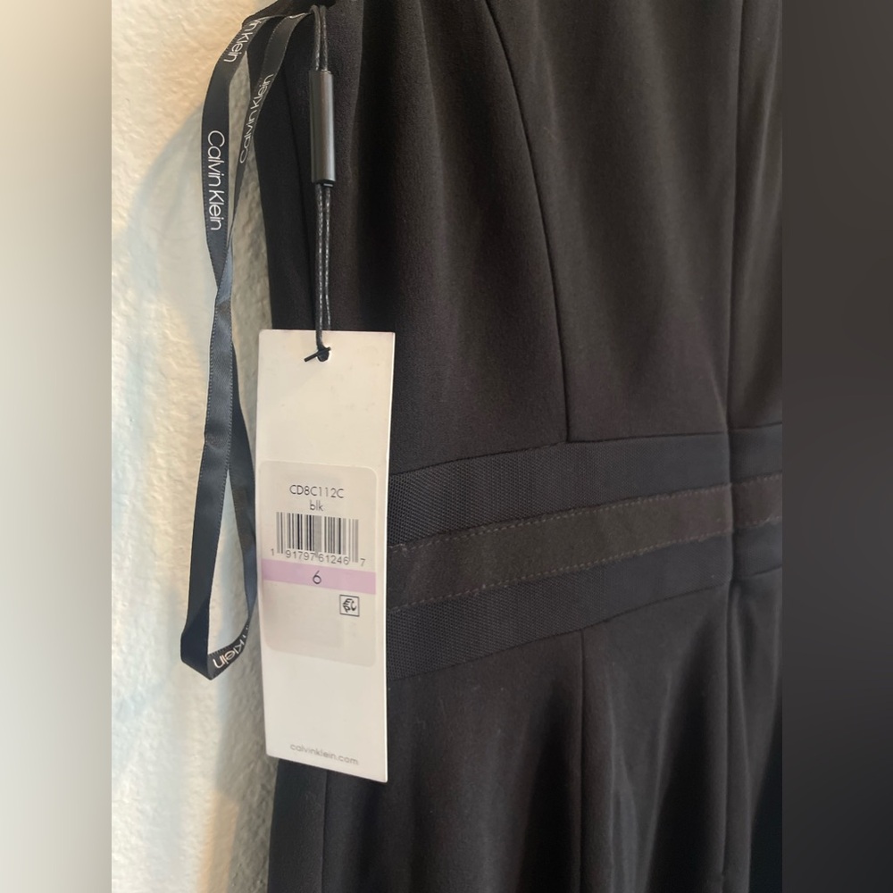 NWT Calvin Klein Fit Flare Illusion Mesh Dress - Picture 5 of 10